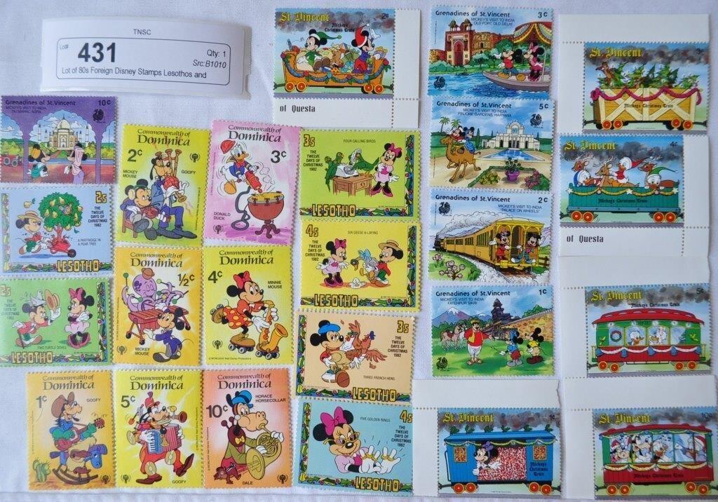 Lot of 80s Foreign Disney Stamps Lesothos and
