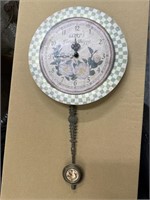 Flower shop themed wall clock with swinging
