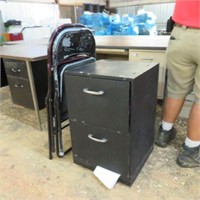 TWO DRAWER FILING CABINET & FOLDING CHAIRS