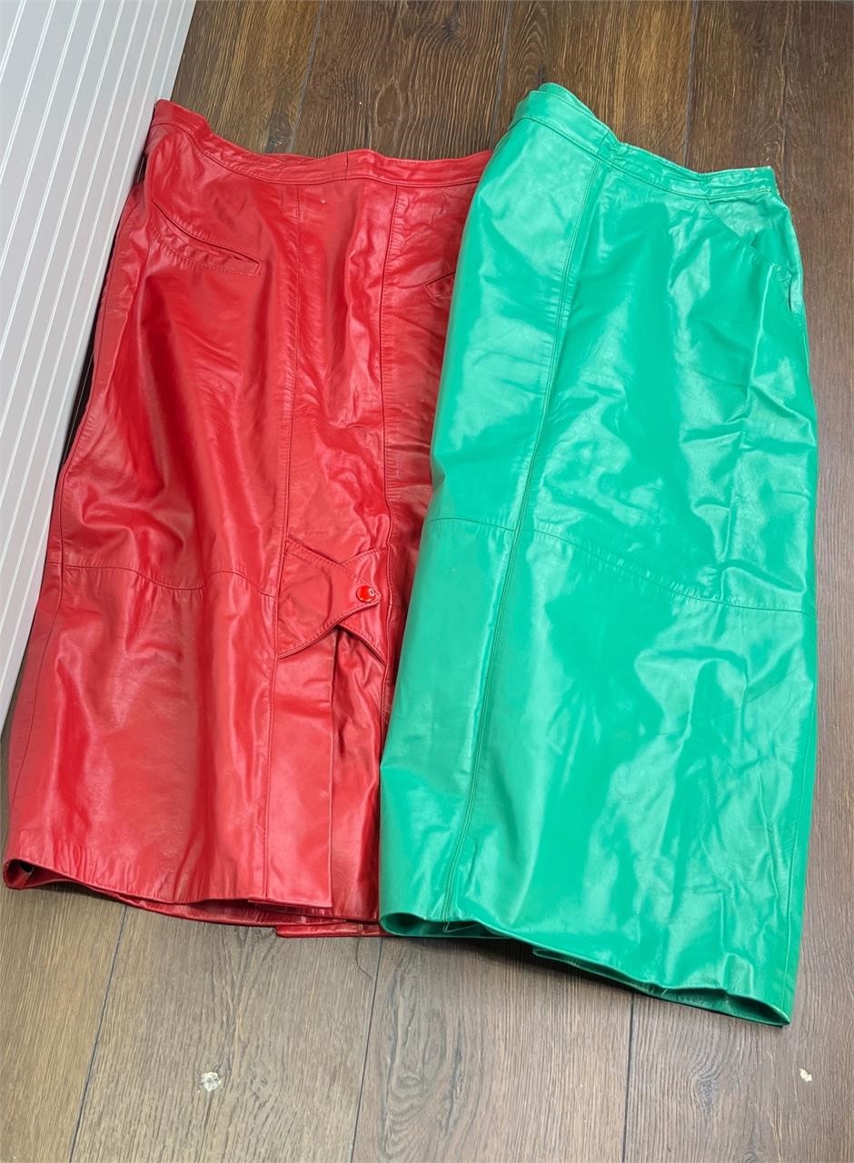 Vintage Red & Green Leather Skirts