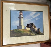 Large lighthouse picture framed approximately 3x2