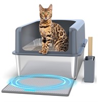 Stainless Steel Litter Box High Sides, Extra