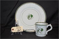 Reverse Teaberry Green Copper Plate & Mug unmarked