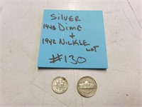 MIXED SILVER COIN LOT DIME NICKLE