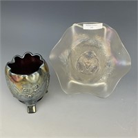 NW Finecut Roses White Candy Dish & Amethyst RBowl