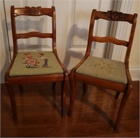 2pc Vntg Wood Needle Work Child\Doll Chair
