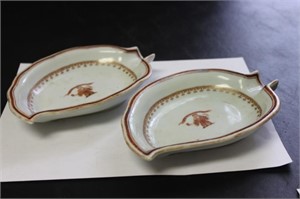 A Pair of Chinese Export Leaf Dishes