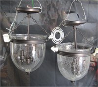 Pair Glass Dome Ceiling Light Fixtures