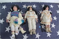 Native American Porcelain Dolls (3)