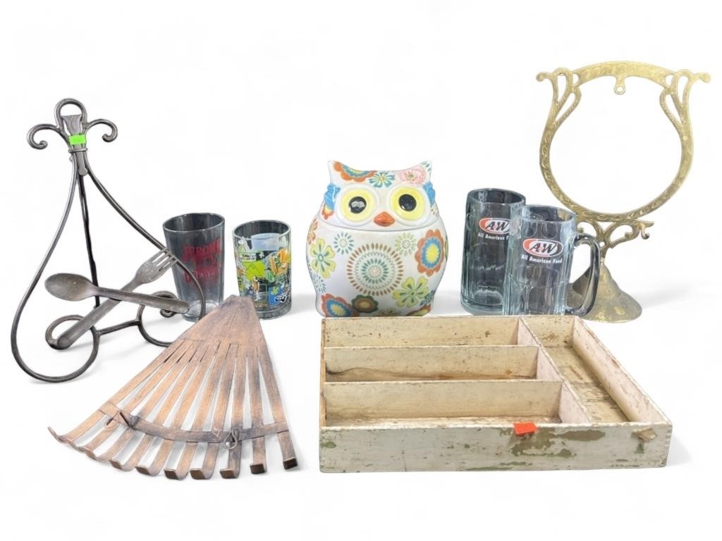 Peir1 Owl Cookie Jar,Metal Art Rake Candle Holder