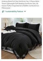 3 Pc Full Size Boho Tassel Comforter & 2