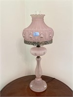ANTIQUE PINK SATIN GLASS ELECTRIC TABLE LAMP - 30"