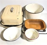 Lot of Metal Enamel Cookware Pots Oven