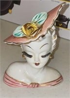 1950's Lefton Hollywood Pink Lady Head Vase