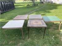 Five old folding card tables