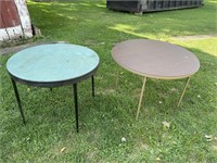 Two round card tables, folding