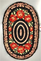 Hooked rug - Geraniums - fixed to hang, 47"x29"