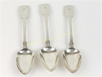 THREE 1820 GEORGIAN STERLING SERVING SPOONS