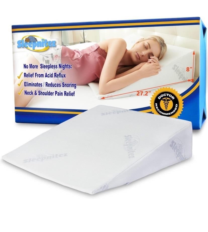 8" Bed Wedge Pillow for Sleeping, Luxurious