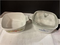 Corning Ware casserole bowls one with lid