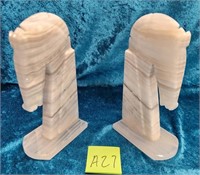 11 - PAIR OF CARVED STONE BOOKENDS (A27)