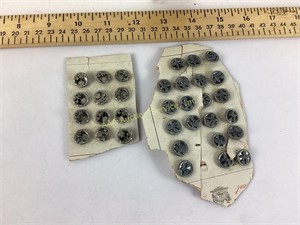 Victorian metal picture buttons on cards