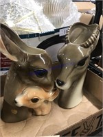 Deer family Royal Copley vases, set of 2