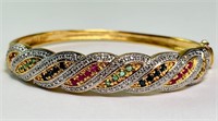 Sterling Verm Ruby/Emerald/Sapphire Bracelet 22 Gr