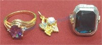 10 karat gold rings and pendant