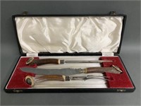 English Staghorn Carving Set in Box