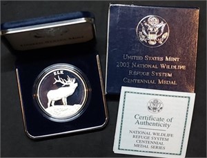 2003 Wildlife Elk 90% Silver US Proof Medal
