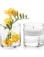 (New) Enova Floral Clear Glass Cylinder Vase 5 x