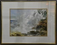 ABSTRACT LANDSCAPE WATERCOLOUR SIGNED LOLY WEISS