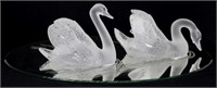 Lalique Crystal Swans Centerpiece