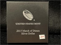 2015 MARCH OF DIMES UNCIRCULATED SILVER DOLLAR