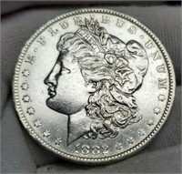 1882 O/S Morgan Silver Dollar AU58