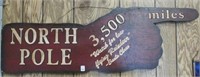Wood North Pole Directional Sign