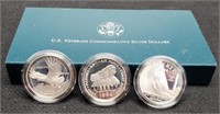 1994 Veterans 3 Proof Silver Dollar Comm. Set w/