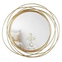 27.5 DIA Framed Gold Round Wall Mirror