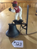 VINTAGE CAST IRON JOCKO LAWN JOCKY BELL BLACK