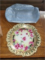 NIPPON HAND PAINTED CENTER PIECE BOWL, GOLD/ROSE &