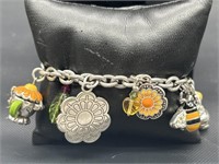 Brighton Teapot Bee Flower Charm Bracelet