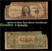 1935A $1 Blue Seal Silver Certificate Grades f det