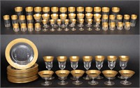 Limoges Gold Rim Crystal Barware 60pc