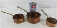 3 petites casseroles en cuivre - Copper small pans