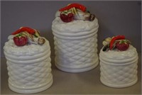 Three decorative ceramic canisters