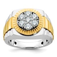 14k-Satin and Textured Diamond Ring