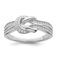 Sterling Silver- Rhodium-plated CZ Knot Ring