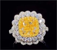 2.3ct Natural Yellow Diamond Ring 18K Gold