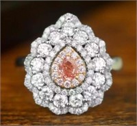 Natural Pink Diamond Ring 18K Gold